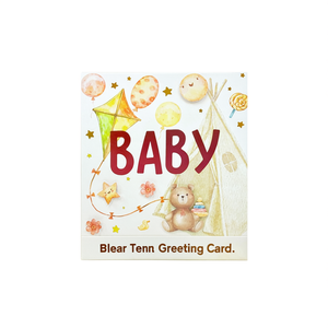 Tarjeta de felicitación hecha a mano con diseño de oso y tienda de campaña para baby shower - Material de papel - Product Image 2
