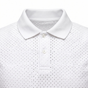Polo pour homme en tissu ajouré d'été, respirant et décontracté, OEM ODM, vente en gros, usine, logo personnalisé, faible MOQ - Product Image 5