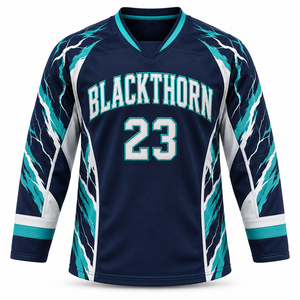 Camisetas de Hockey sobre Hielo Personalizadas al por Mayor, Sublimadas, Transpirables, Ecológicas, 100% Poliéster, con Logotipo en Patchwork - Product Image 3