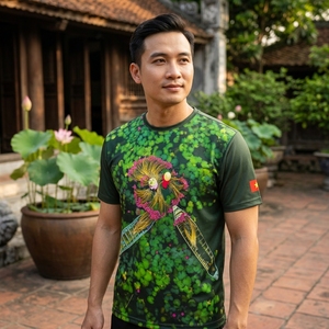 เสื้อยืดท่องเที่ยวเวียดนามแบบกำหนดเอง เสื้อผ้าฝ้ายพิมพ์ลาย ผู้ผลิตเสื้อผ้ากีฬาคุณภาพพรีเมียม เสื้อวิ่งแห้งเร็ว ชุดกีฬา - Product Image 5