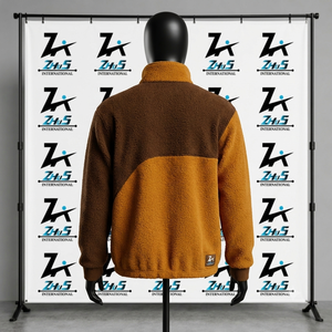 Men's <b>Fleece</b> <b>Jacket</b> Color Blocking Stand Collar Zipper Closure Thick Sherpa <b>Lining</b> Winter Casual Outerwear Sherpa <b>Jacket</b> - Product Image 2