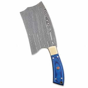 Cuchillo de Cocina Multifuncional Burraq de Acero de Damasco con Mango de Madera Azul, Hoja Recta de Punta Caída de 12 Pulgadas y 0.5mm - Product Image 3