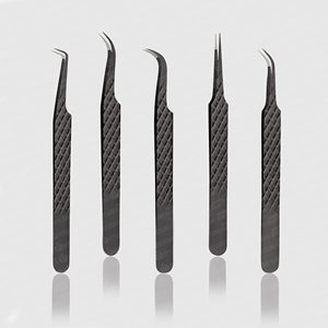 Pince à épiler professionnelle en acier inoxydable faite à la main pour extensions de cils, pointe en fibre à maintien fort, poignée diamantée, outil de beauté expert - Product Image 5