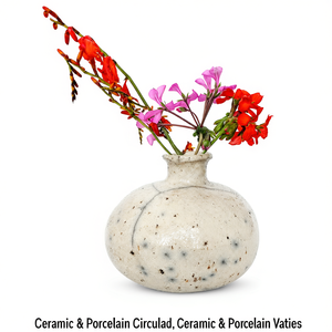 Vase circulaire en céramique et porcelaine - Product Image 2