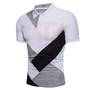 Polo à manches courtes pour hommes, col boutonné, couleur unie, haut décontracté, noir, blanc, gris - Product Image 6