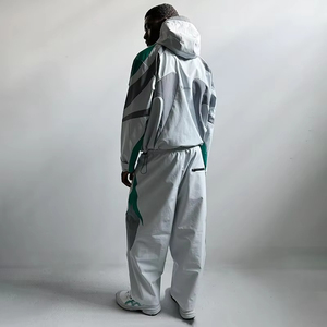 Conjunto Deportivo Cortavientos con Capucha y Pantalones, Ropa Deportiva Personalizada, Impermeable, con Cierre, Reflectante, de Nailon para Hombre - Product Image 4