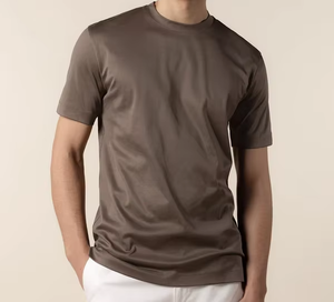 Luxury Mercerised Cotton Crew Neck T-Shirt 220GSM Slim Fit Men Premium Blank Tee Custom Logo OEM - Product Image 4