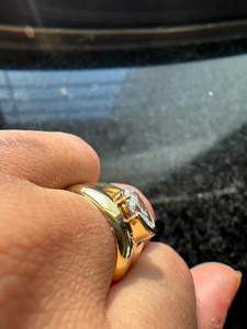 Bague large en moissanite taille ovale pour femme, en argent 925 original plaqué or, bijou unique pour cadeau de mariage ou de mariée - Product Image 2