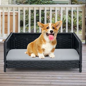 Medium <b>Small</b> Dogs Cats Rattan Dog Bed with Waterproof Soft <b>Cushion</b> for Pets Pet Beds Product Category - Product Image 3