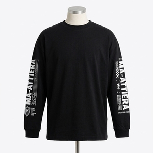 Men's T Shirt <b>Black</b> <b>Long</b> <b>Sleeve</b> Graphic Print Crew Neck Oversized Fit Casual Streetwear <b>Tshirt</b> Clothes Shirt - Product Image 3