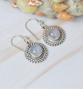 Wholesale Natural <b>Rainbow</b> Moonstone Earrings 925 Sterling Silver Handmade <b>Rainbow</b> Moonstone <b>Drop</b> Dangle Earrings - Product Image 2