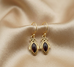 Natural Garnet <b>Dangle</b> <b>Earrings</b> 925 Sterling <b>Silver</b> Rose Gold Yellow Gold Plated Handmade Boho Marquise Gemstone <b>Earrings</b> for Her - Product Image 3