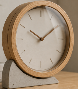 Minimalist Wooden Desk <b>Clock</b> Circular Quartz Movement Silent Needle Display - Product Image 1