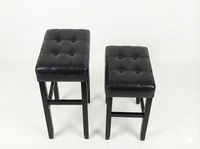 Ensemble de 2 tabourets de bar et de comptoir en cuir PU, ensemble de tabourets capitonnés en cuir PU, ensemble de tabourets rembourrés en PU avec structure en bois massif, hauteur bar et comptoir
