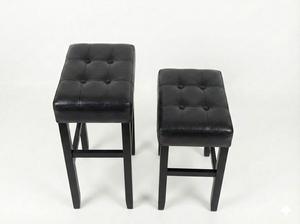 Ensemble de 2 tabourets de bar et de comptoir en cuir PU, ensemble de tabourets capitonnés en cuir PU, ensemble de tabourets rembourrés en PU avec structure en bois massif, hauteur bar et comptoir - Product Image 2