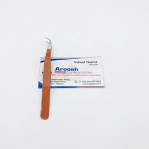 แหนบต่อขนตา J-Curve สแตนเลสทนทานปลายแหลมเคลือบน้ำตาล - Product Image 2