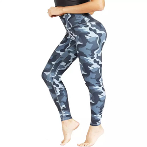 High Waist Full Length Camouflage Yoga <b>Leggings</b> With Pink Blue Pattern Breathable Spandex <b>Nylon</b> Pants For Women - Product Image 5