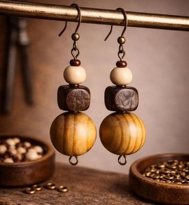 Premium Wooden Geometric Vintage Christian Custom Drop <b>Earrings</b> Boho Lightweight Casual Party Festive Stylish Women Statement - Product Image 4