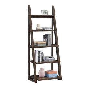 Scaffale a 5 Ripiani per Soggiorno, Libreria a Scala con Struttura in Legno di Gomma per Casa, Ufficio o Cucina - Product Image 1