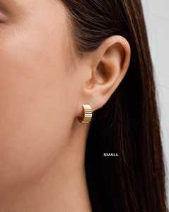 Custom 14K 18K Solid Gold Wide Fluted Hoops <b>Earrings</b> Minimalist Small Medium Large Statement Huggies Jewelry For Women Wholesale - Product Image 2