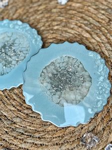 <b>Agate</b> Style Modern Green Marbled Rectangle Stone <b>Coaster</b> Set Non-Slip Table Mats & Pads Handmade Eco-Friendly Reusable <b>Coaster</b> - Product Image 6