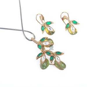 Lisa Polki Designer <b>Gold</b> Plated Zircon Necklace and <b>Earring</b> <b>Set</b> for Wedding and Festival - Product Image 4