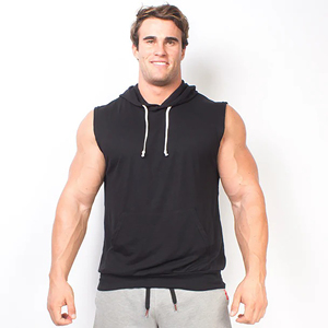 Men <b>Sleeveless</b> <b>Hoodie</b> Solid Color Casual Knitted Tank Top with Pockets 100% Anti-Shrink Crew Neck - Product Image 4