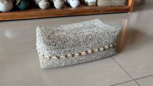 Indonesian's Best Seller Bohemian Rattan Storage Box Rectangle Plant Fiber Organizer Living Room Decor Shell Trimmed Bench Seat - Product Image 3