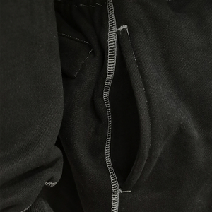 Joggers Men's Solid Black Panel Work Contrast Five Thread Stitch Applique <b>Embroidery</b> Letters Casual Pullover Tracksuit <b>Sets</b> - Product Image 4