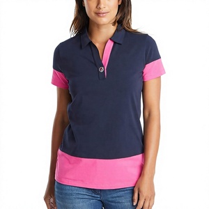 เสื้อโปโลผู้หญิงสีกรมท่าสีชมพู แขนสั้น ระบายอากาศได้ดี ทรงปกติ - Product Image 1