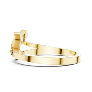Anillo de Diamantes Cruzado en Oro Amarillo, Elegante Anillo de Compromiso y Boda de Doble Banda con Pavé para Mujer - Product Image 3