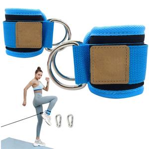 Custom Logo Adjustable Ankle Support Strap with Metal D Rings <b>Soft</b> Neoprene Cable Attachment for Home Gym Fitness Training - Product Image 1
