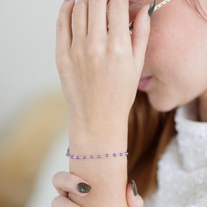 Delicada pulsera de amatista en bruto con cadena de oro de 14 quilates y plata de ley 925, joyería fina con piedras preciosas, regalo para mujer - Product Image 4