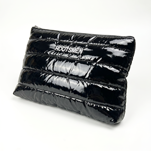 Rootsmen Custom Black Puffy Quilted Nylon Water Resistant Lightweight Fashion Travel <b>Makeup</b> Bag Cosmetic Pouch Hanging Large - Product Image 5