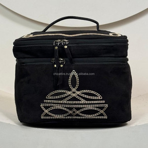 Customized <b>Boot</b> Stitch Suede Leather Cosmetic Bag Travel Toiletry Skincare Organizer Storage Make up Bag Luxury Women Makeup Bag - Product Image 4