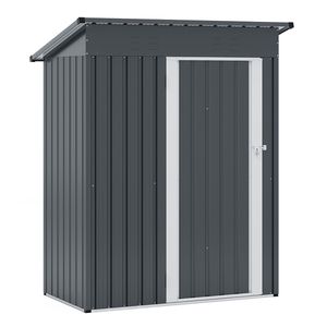 Outdoor Garden <b>Storage</b> <b>Shed</b> 5x3 Ft with Sloped Roof Lockable Door Resin <b>Wood</b> Frame - Product Image 4