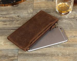 Cartera larga Vintage hecha a mano de cuero de Caballo loco para hombre para tarjetas de crédito de chequera minimalista de grano completo - Product Image 3
