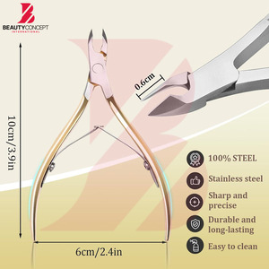 Coupe-cuticules doré le plus vendu avec étui de <span class=keywords><strong>voyage</strong></span>, en acier inoxydable, pour éliminer les peaux mortes, kit de manucure professionnel - Product Image 2