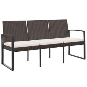 Banc de jardin 3 places en PP (polypropylène) brun avec aspect rotin, banc de terrasse - Product Image 2