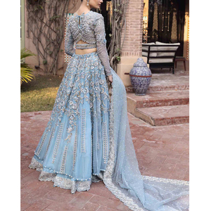 Vestidos de Novia Modernos con Bordado de Cristal, Largos hasta el Suelo |   Vestidos de Novia Personalizables 100% Algodón con Diseño Tradicional - Product Image 5