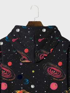 Sudadera con Capucha para Hombre, Estampado NASA, Talla Grande, Casual, Negra, Corte Regular, Invierno, Tejida, Servicio OEM, 100% Algodón, Envío Rápido - Product Image 4