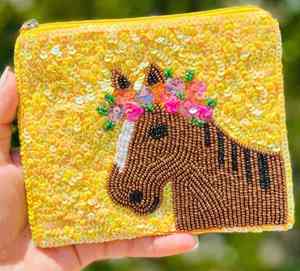 Porte-monnaie brodé floral fait main de qualité supérieure avec élégante broderie de perles pour femmes, filles et collections de cadeaux - Product Image 5