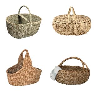 Summer Vibe Vintage Rustic Woven Seagrass Picnic Basket Eco-Friendly Multifunctional Grocery Storage Dried Food Organizer Water - Product Image 6