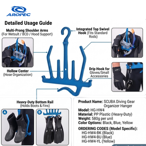 Support de séchage multifonctionnel robuste en PP pour plongée, pour le séchage de la cagoule, des gants, des bottes et des palmes, accessoires de plongée sous-marine, multicolore - Product Image 3