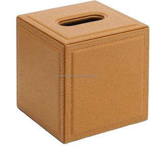 Accesorios de Mesa, Dispensador de Servilletas de Cuero, Almacenamiento de Servilletas, Caja de Pañuelos Decorativa de Forma Cuadrada, Impresión de Logotipo Personalizado - Product Image 1