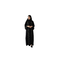 Abaya noire longue pour femme avec broderie machine, coupe ample et modeste, style Moyen-Orient, tenue quotidienne pour femme musulmane, vente en gros
