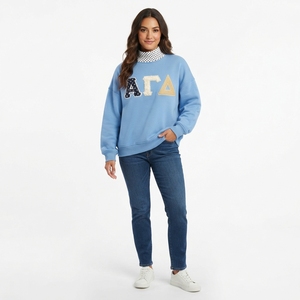 Sweat-shirt à col roulé surdimensionné pour femme, couleur crème, avec lettres brodées, coupe classique, pour l'automne - Product Image 2