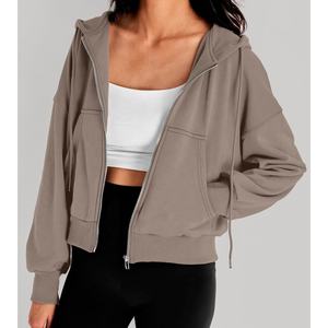 Moda mujer invierno grueso térmico ligero polar sin forro recortado correr Sudadera con capucha algodón transpirable de punto - Product Image 2