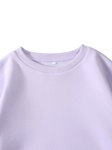 Sweat-shirt à col rond pour femme, couleur unie, 100% coton, tricoté, manches longues, longueur normale, haut décontracté d'automne - Product Image 4