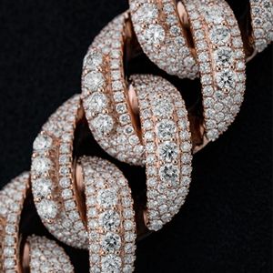 Rose Gold Plated Moissanite <b>Statement</b> <b>Necklace</b> Round Brilliant Cut Link Chain Luxury Unisex Party Jewelry - Product Image 2
